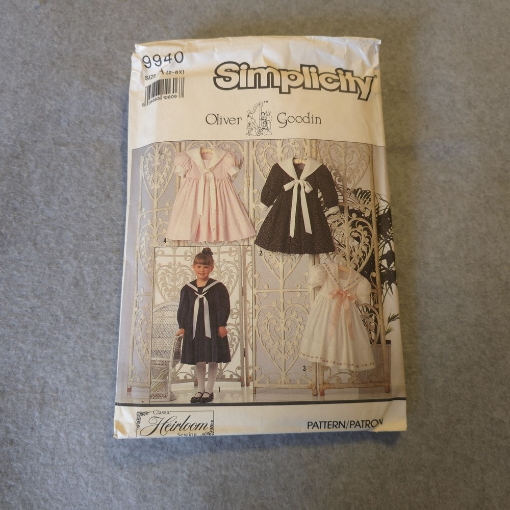 Simplicity Pattern 9940 Sz‎ A 2 - 6X Oliver Goodin Classic Heirloom-Uncut Sailor